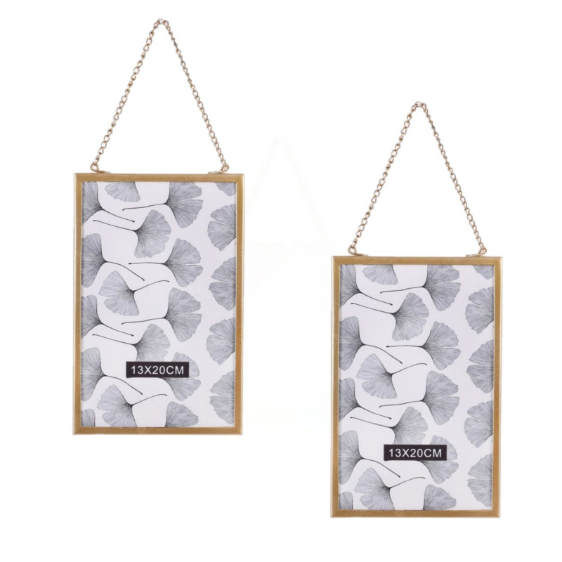 Lot de 2 cadres photo à suspendre design doré - GOLD HOME