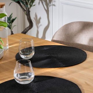 Lot de 2 sets de table tressés ronds noirs - Diam. 38 cm