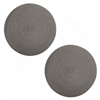 Lot de 2 sets de table tressés ronds gris - Diam. 38 cm