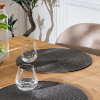 Lot de 2 sets de table tressés ronds gris - Diam. 38 cm