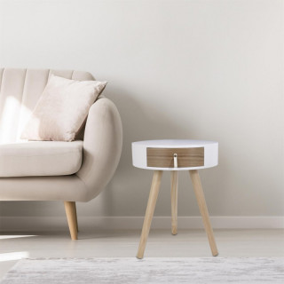 Lot de 2 tables de chevet scandinaves 1 tiroir en bois blanc - NORA