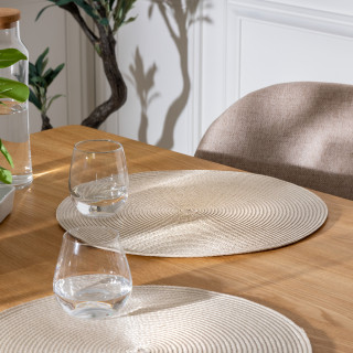 Lot de 2 sets de table tressés ronds beige - Diam. 38 cm