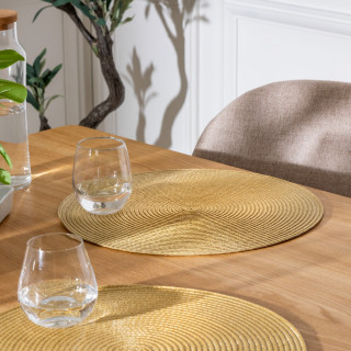 Lot de 2 sets de table tressés ronds jaune moutarde - Diam. 38 cm