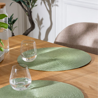 Set de table tressé rond vert olive - Diam. 38 cm