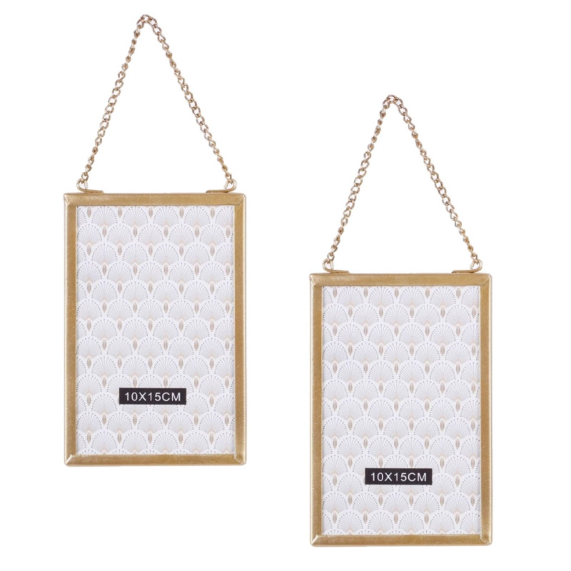 Lot de 2 cadres photo à suspendre design doré PM - GOLD HOME