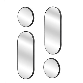 Lot de 4 miroirs ronds et ovales - Noir