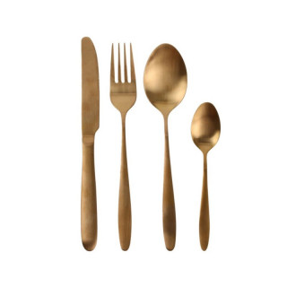 Lot de 3 Ménagères en Acier Inoxydable Table Chic - 48 Couverts - Marron cuivré