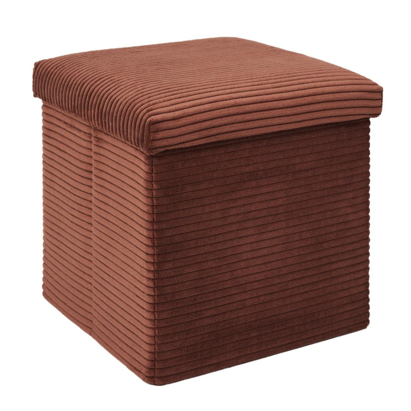 Pouf de rangement pliable effet côtelé - Terracotta Pouf de rangement pliable effet côtelé - Terracotta