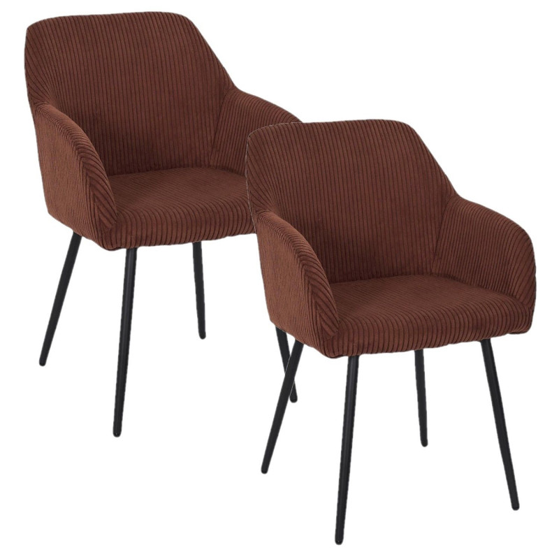 Lot de 2 fauteuils en tissu côtelé DRAMMEN - Terracotta