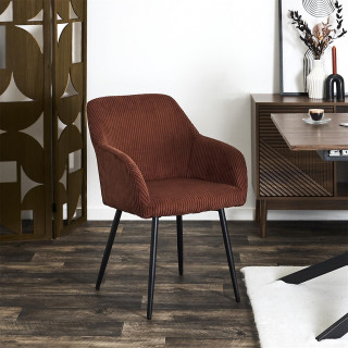 Lot de 2 fauteuils en tissu côtelé DRAMMEN - Terracotta