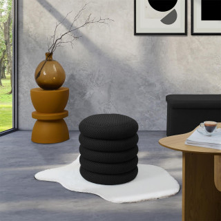 Pouf de rangement maille nid d'abeille ATOME - Noir