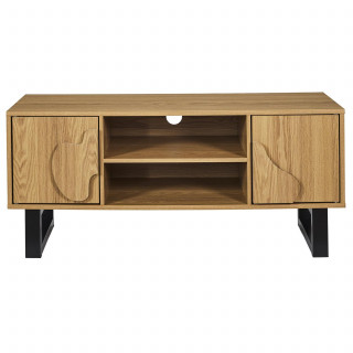 Meuble TV 2 portes et 2 niches CALYPSO - Beige et noir