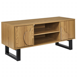Meuble TV 2 portes et 2 niches CALYPSO - Beige et noir