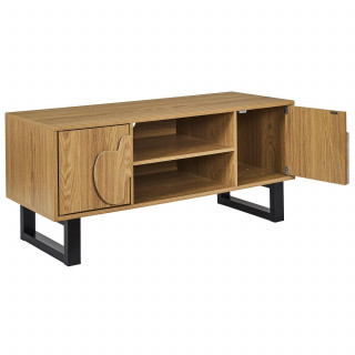 Meuble TV 2 portes et 2 niches CALYPSO - Beige et noir