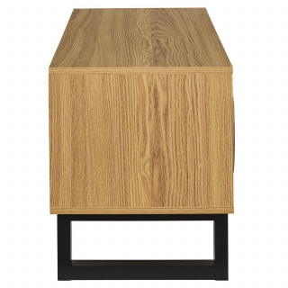 Meuble TV 2 portes et 2 niches CALYPSO - Beige et noir