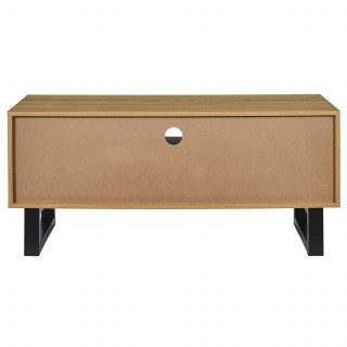 Meuble TV 2 portes et 2 niches CALYPSO - Beige et noir