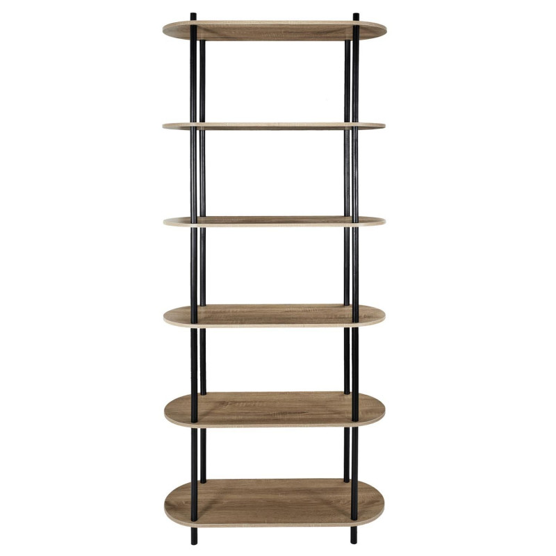 Etagère 6 niveaux en bois COBE - H. 181 cm - Marron et noir Etagère 6 niveaux en bois COBE - H. 181 cm - Marron et noir