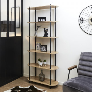Etagère 6 niveaux en bois COBE - H. 181 cm - Marron et noir