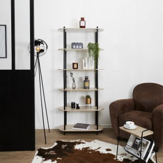 Etagère 6 niveaux en bois COBE - H. 181 cm - Marron et noir