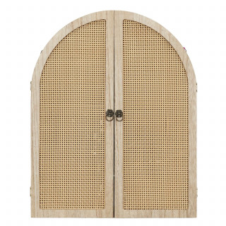 Miroir à volets en cannage - Beige