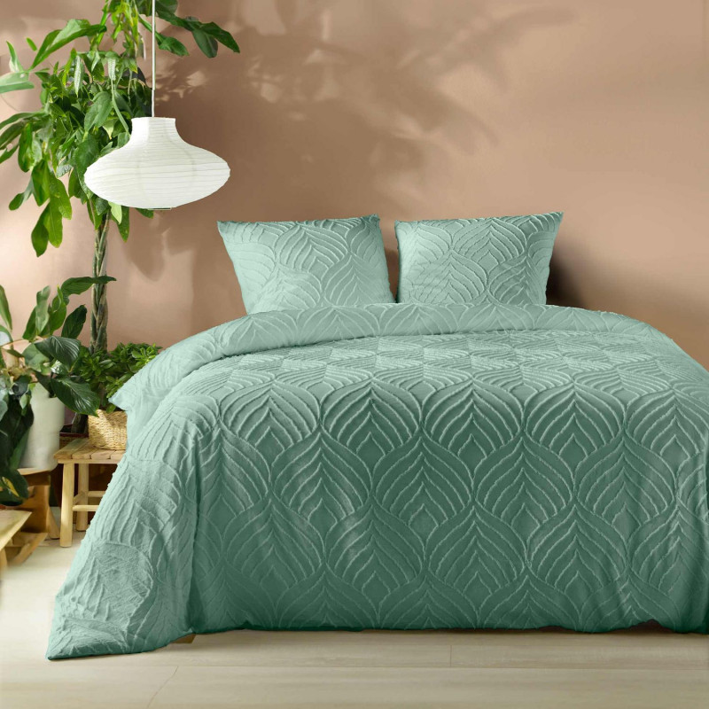 Parure de lit effet tufté HELTIE - 220 x 240 cm - Vert
