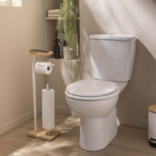 Dérouleur de papier WC en bambou avec porte-téléphone - Blanc