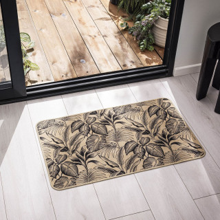 Tapis antidérapant imprimé jungle STYLIS  - 45 x 75 cm - Noir et marron