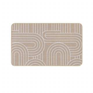 Tapis antidérapant imprimé design MODUL - 45 x 75 cm - Blanc et marron