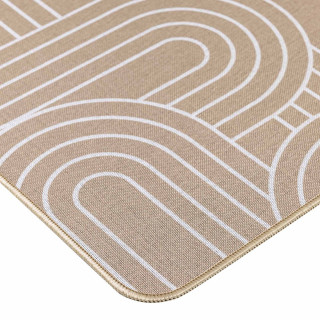 Tapis antidérapant imprimé design MODUL - 45 x 75 cm - Blanc et marron