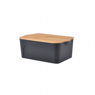 Boite plastique avec couvercle en bambou - 5 L - Gris anthracite