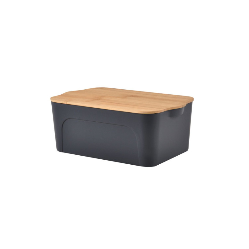 Boite plastique avec couvercle en bambou - 5 L - Gris anthracite Boite plastique avec couvercle en bambou - 5 L - Gris anthracite
