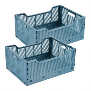 Lot de 2 cagettes pliables FOLDY - Taille L - Bleu