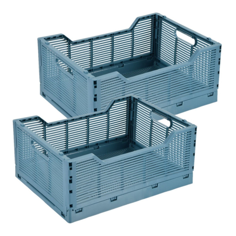 Lot de 2 cagettes pliables FOLDY - Taille L - Bleu