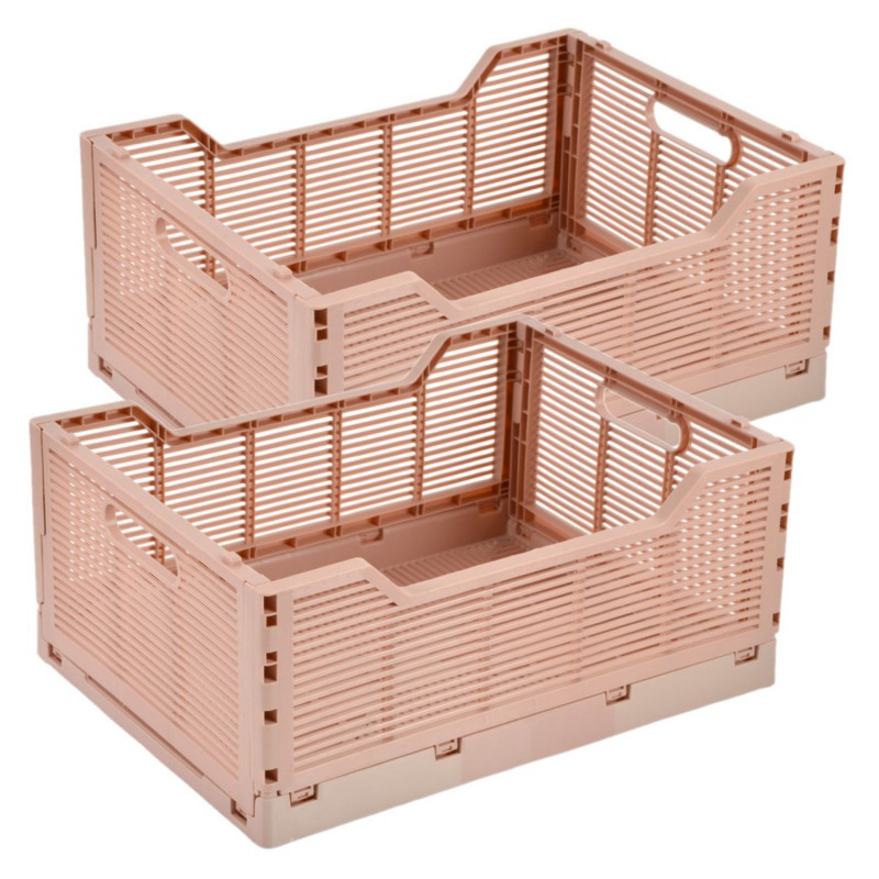 Lot de 2 cagettes pliables FOLDY - Taille L - Rose