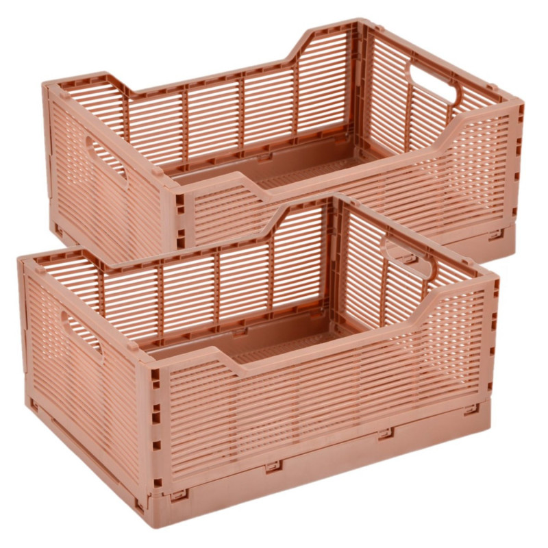Lot de 2 cagettes pliables FOLDY - Taille L - Argile