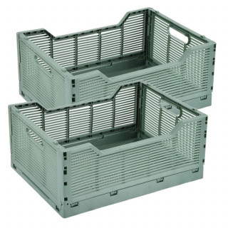 Lot de 2 cagettes pliables FOLDY - Taille L - Sauge