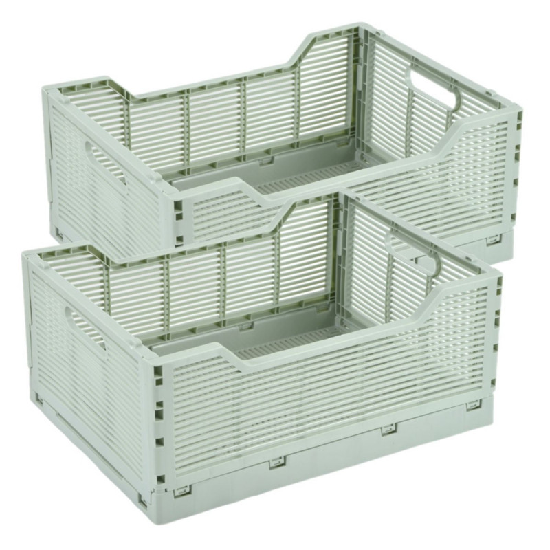 Lot de 2 cagettes pliables FOLDY - Taille L - Céladon
