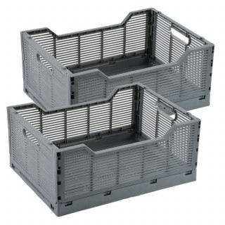 Lot de 2 cagettes pliables FOLDY - Taille L - Gris