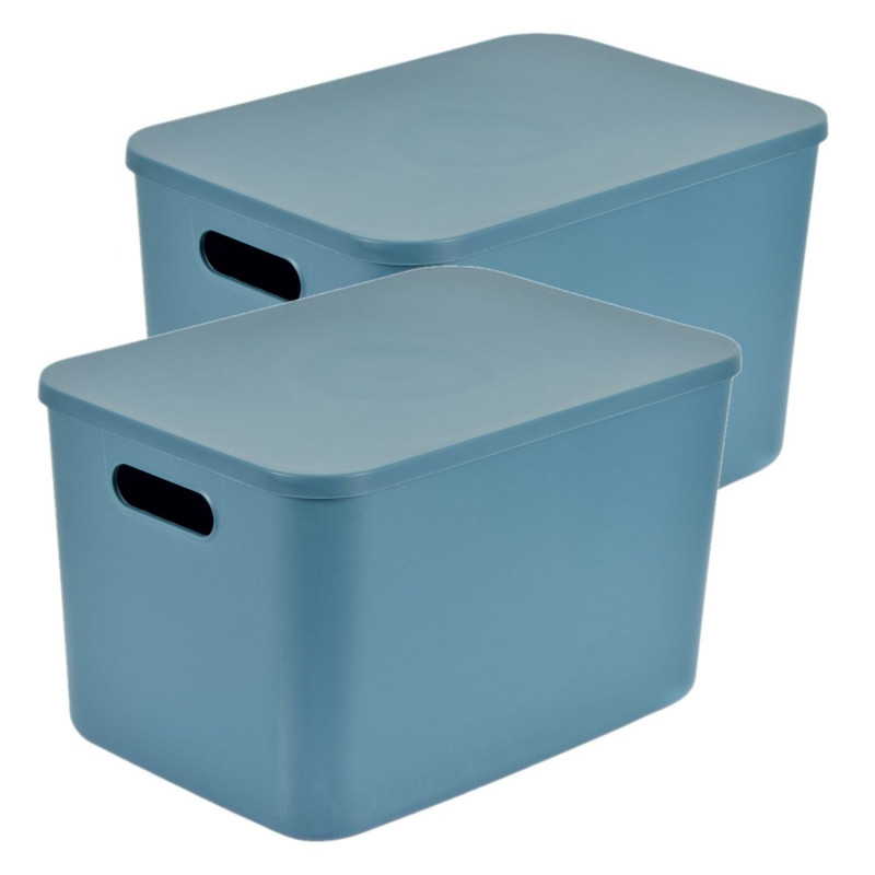 Lot de 2 boîtes avec couvercle CHROMACASE - 15,5 L - Emeraude Lot de 2 boîtes avec couvercle CHROMACASE - 15,5 L - Emeraude