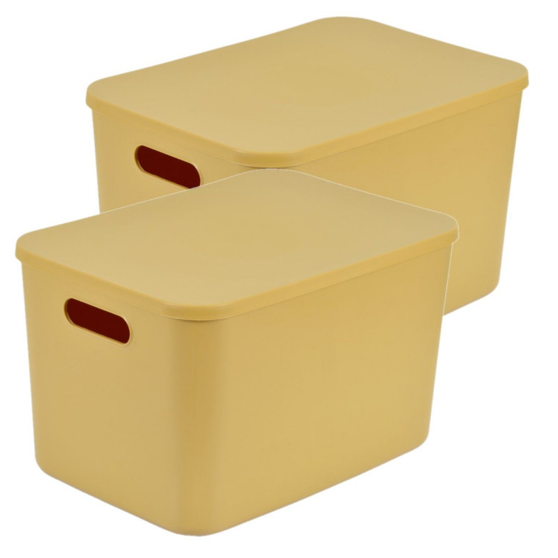 Lot de 2 boîtes avec couvercle CHROMACASE - 15,5 L - Ocre Lot de 2 boîtes avec couvercle CHROMACASE - 15,5 L - Ocre