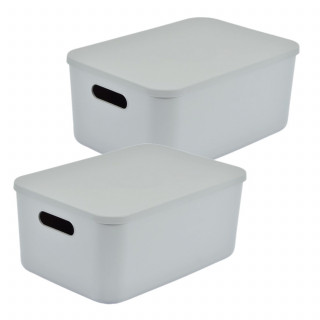 Lot de 2 boîtes avec couvercle CHROMACASE - 10,5 L - Gris