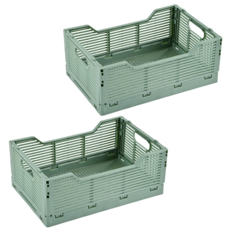 Lot de 2 cagettes pliables FOLDY - Taille M - Sauge