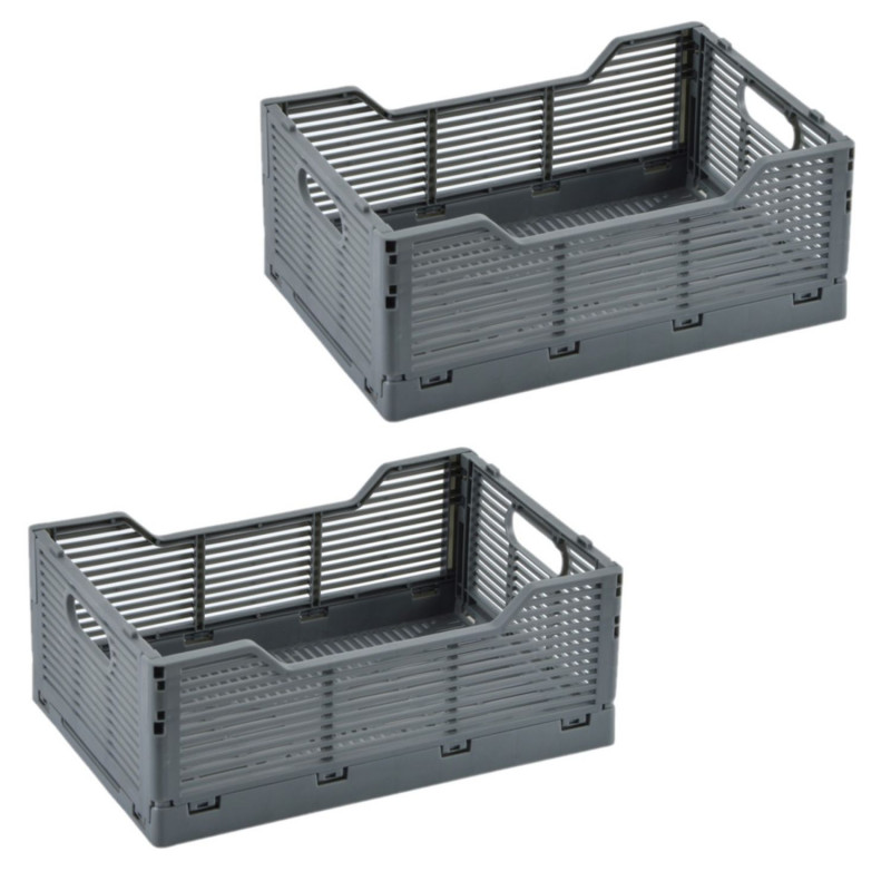 Lot de 2 cagettes pliables FOLDY - Taille M - Gris