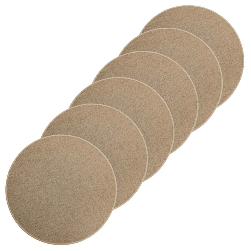 Lot de 6 sets de table tissés antidérapants - Beige Lot de 6 sets de table tissés antidérapants - Beige