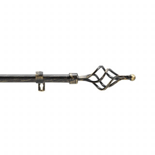Kit de tringle à rideaux extensible TWISTY - L. 210 à 380 cm - Noir et or