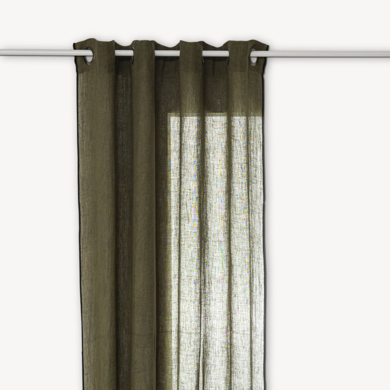 Rideau en 100% lin LINAH - 140 x 260 cm - Kaki Rideau en 100% lin LINAH - 140 x 260 cm - Kaki