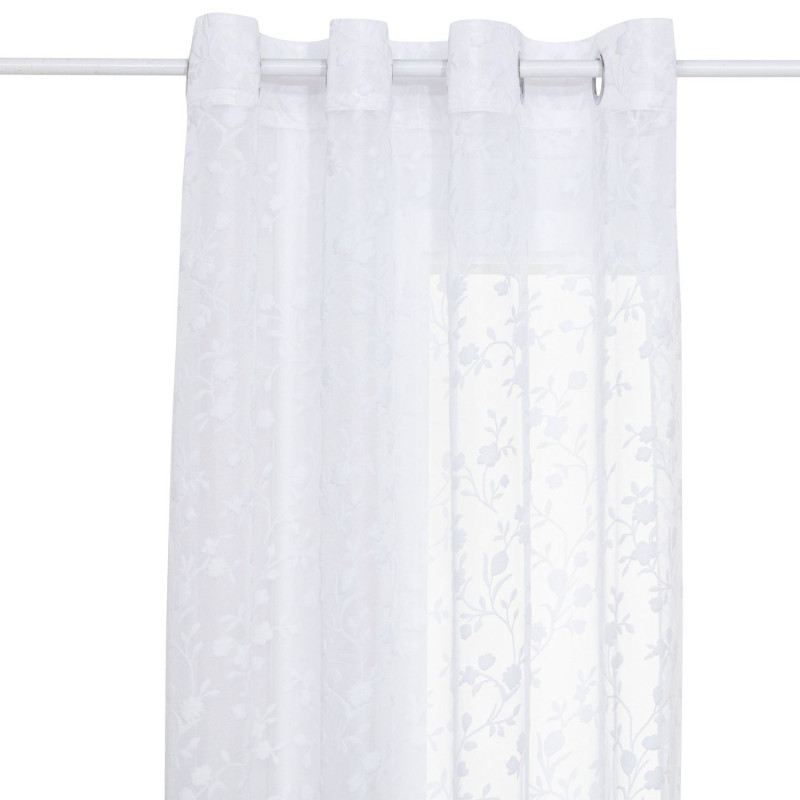 Voilage à motif fleuri LAZI - 140 x 240 cm - Blanc Voilage à motif fleuri LAZI - 140 x 240 cm - Blanc