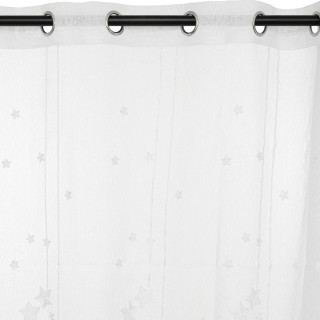 Voilage brodé étoiles - 140 x 240 cm - Blanc