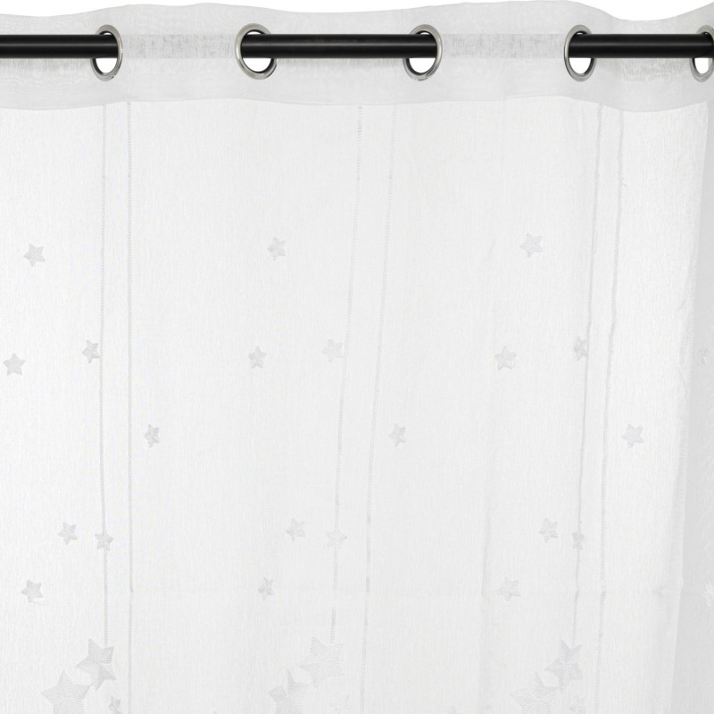 Voilage brodé étoiles - 140 x 240 cm - Blanc