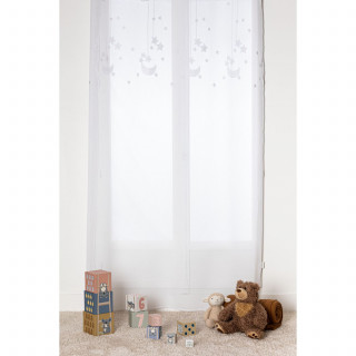 Voilage brodé étoiles - 140 x 240 cm - Blanc